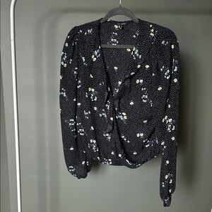 Dynamite Floral Black Blouse
